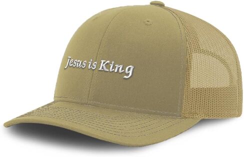Custom Mesh Cap Hat Embroidered Jesus is King Medieval Style God Christ Trucker Hats for Men & Women Cotton in Kuwait