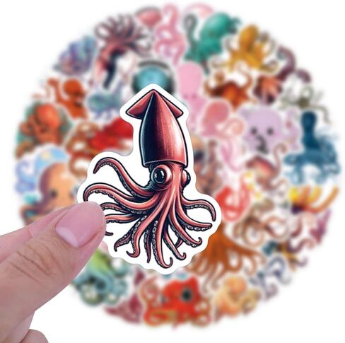 55 Pcs Octopus Stickers Pack for Kids Teens Adults, Oceans Theme Stickers Waterproof Vinyl Stickers and Decals for Water Bottles Skateboard Car Bike Phone Case Laptop in Saudi Arabia
