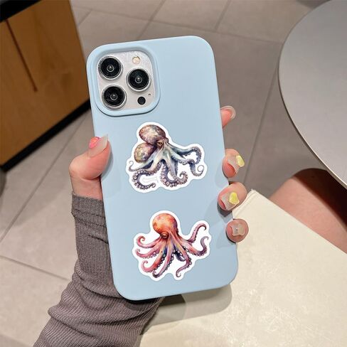 55 Pcs Octopus Stickers Pack for Kids Teens Adults, Oceans Theme Stickers Waterproof Vinyl Stickers and Decals for Water Bottles Skateboard Car Bike Phone Case Laptop in Saudi Arabia