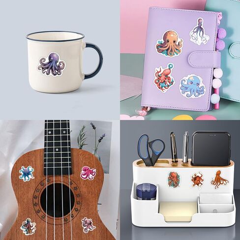 55 Pcs Octopus Stickers Pack for Kids Teens Adults, Oceans Theme Stickers Waterproof Vinyl Stickers and Decals for Water Bottles Skateboard Car Bike Phone Case Laptop in Saudi Arabia
