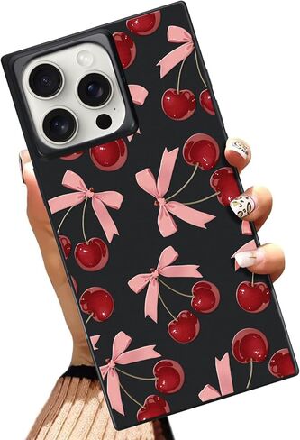 حافظة Gukalong المغناطيسية لهاتف iPhone 17 Pro Max مقاس 6.9 بوصة (متوافقة مع MagSafe) غطاء هاتف وردي اللون الكرز والأقواس بزوايا معززة شديدة التحمل مضادة للصدمات ومضادة للخدش للنساء in Saudi Arabia