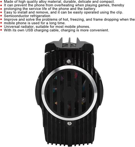 Clip - On Mobile Phone Cooler, Semiconductor Radiator with Cooling Fan, Mini Portable Cell Phone Cooling Fan for Gaming, Universal Fit for Most Smartphones in Saudi Arabia