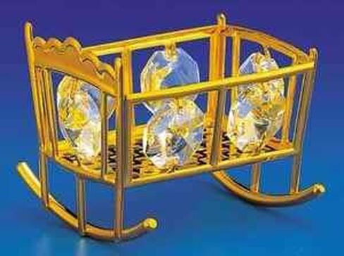Rocking Craddle Gold Plated with Crystals Baby Shower Favors in Saudi Arabia