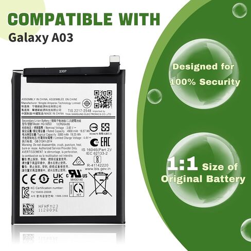 بطارية جديدة قابلة لإعادة الشحن HQ-50SD متوافقة مع هاتف Galaxy A03 مع مجموعة أدوات إصلاح مطورة in Saudi Arabia