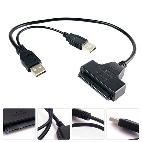 قطعتان من كابلات محول القرص الصلب الخارجي ATA إلى USB 3.0، خط بيانات محول محرك الأقراص SSD مقاس 2.5 بوصة مع مصدر طاقة USB لتوسيع تخزين الكمبيوتر المحمول وسطح المكتب in Kuwait