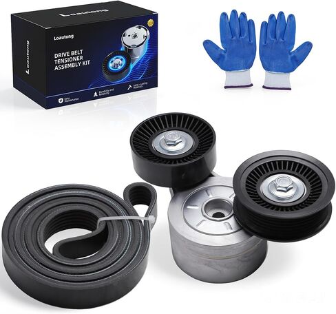 Drive Belt Tensioner Pulley Kit for Jeep Wrangler L6 4.0L 2000-2006, for Jeep Grand Cherokee L6 4.0L 1999-2004, 38163, 305245, 89245, 38043, 231098 in Saudi Arabia