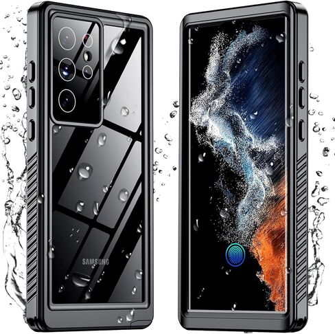 Temdan for Samsung Galaxy S22 Ultra Case,Waterproof Built-in Lens & Screen Protector[Full Body Shockproof][12 FT Military Drop Proof][IP68 Underwater] Case for S22 Ultra 5G 6.8"-Black in Saudi Arabia