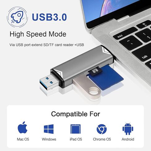 قارئ بطاقة SD 2 حزمة، محول بطاقة SD بفتحتين USB C إلى Micro SD، قارئ بطاقة الذاكرة لـ SD/Micro SD/SDHC/SDXC، متوافق مع MacBook Pro/Air، iPad، iPhone، Galaxy، Chromebook، Android in Kuwait