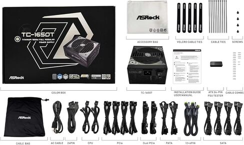 ASRock Taichi TC-1650T 1650W 80+ Titanium PSU & 600W 12V-2x6 GPU حزمة كابل | ATX3.1 وPCIe5.1 جاهزان | القوة المطلقة لوحدة معالجة الرسومات المتطورة وبناء سرعة التشغيل in Kuwait