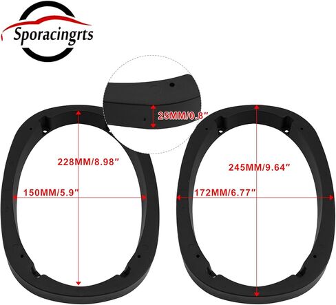 Sporacingrts 6x9 بوصة محول حلقة فاصل لمكبر صوت السيارة العالمي 1 بوصة من البلاستيك المشطوف السميك دعامات تثبيت مكبر الصوت لباب السيارة ترقية الصوت متوافق مع معظم مكبرات الصوت ما بعد البيع 6x9 in Saudi Arabia