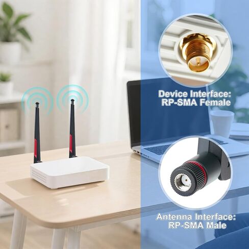 Superbat High Gain Dual Band WiFi Antenna 2.4GHz 5GHz 5.8GHz RP-SMA WiFi Adapter for Desktop PC Wireless Router Motherboard Security IP Camera Video Surveillance Monitor 2-Pack in Saudi Arabia