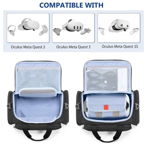 CURMIO Carrying Case Compatible with Meta Quest 2/Quest 3/Quest 3S VR Headset, Portable Storage Bag with External Pockets for Touch Controllers and Accessories, Bag Only in Saudi Arabia