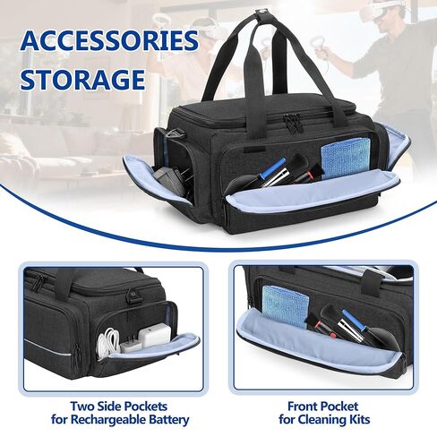 CURMIO Carrying Case Compatible with Meta Quest 2/Quest 3/Quest 3S VR Headset, Portable Storage Bag with External Pockets for Touch Controllers and Accessories, Bag Only in Saudi Arabia