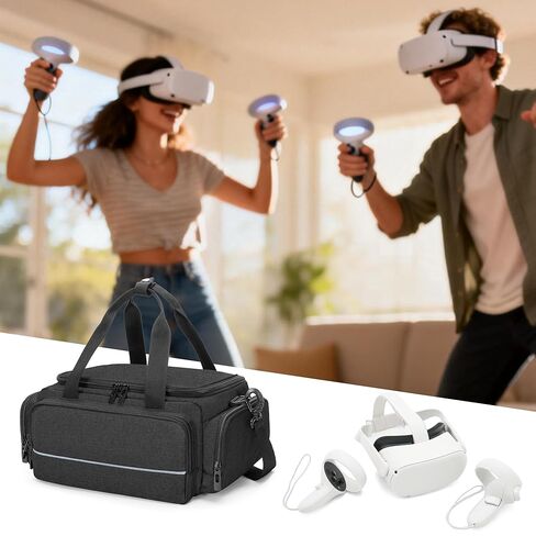CURMIO Carrying Case Compatible with Meta Quest 2/Quest 3/Quest 3S VR Headset, Portable Storage Bag with External Pockets for Touch Controllers and Accessories, Bag Only in Saudi Arabia