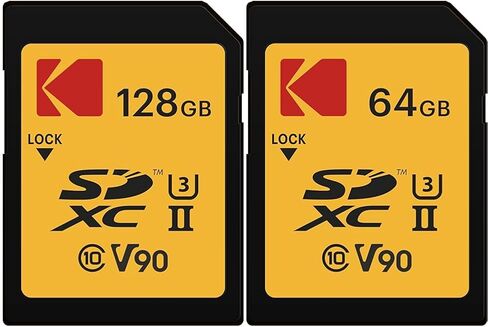 بطاقة ذاكرة Kodak 128GB UHS-II U3 ​​V90 Ultra Pro SDXC - سرعة قراءة تصل إلى 3000 ميجابايت/ثانية وبطاقة ذاكرة 64 جيجابايت UHS-II U3 ​​V90 Ultra Pro SDXC - سرعة قراءة تصل إلى 300 ميجابايت/ثانية وسرعة كتابة 270 ميجابايت/ثانية in Kuwait