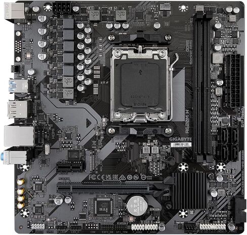 اللوحة الأم Gigabyte A620M H - تدعم وحدات المعالجة المركزية AMD Ryzen 8000، و5+2+2 مرحلة VRM الرقمية، وذاكرة DDR5 تصل إلى 7200 ميجاهرتز (OC)، و1xPCIe 4.0 M.2، وGbE LAN، وUSB 3.2 Gen 1 in Saudi Arabia