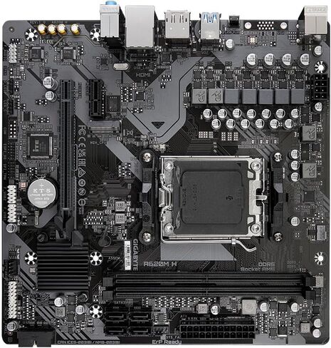 اللوحة الأم Gigabyte A620M H - تدعم وحدات المعالجة المركزية AMD Ryzen 8000، و5+2+2 مرحلة VRM الرقمية، وذاكرة DDR5 تصل إلى 7200 ميجاهرتز (OC)، و1xPCIe 4.0 M.2، وGbE LAN، وUSB 3.2 Gen 1 in Saudi Arabia
