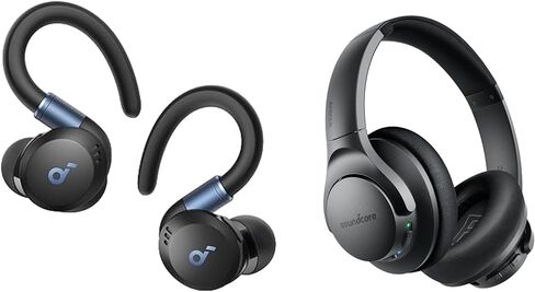 Soundcore Sport X20 by Anker, True-Wireless Workout Earbuds, with Life Q20 Hybrid Active Noise Cancelling Headphones, Wireless Over Ear Bluetooth Headphones,70H Playtime, Hi-Res Audio, Deep Bass in Kuwait