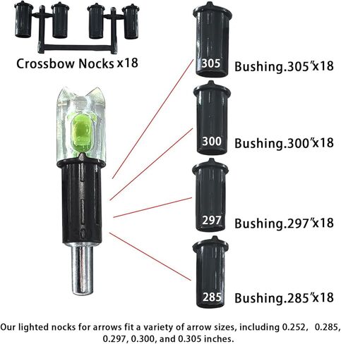 18 قطعة Nocks مضاءة لسهام القوس والنشاب بقطر داخلي .252 .285 .297 .300 .305 ، نقرات أسهم Led عالية الوضوح ، نقرات مضيئة على شكل نصف قمر لصيد الرماية. in Kuwait