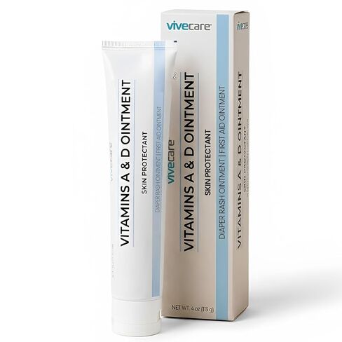 ViveCare A&D Ointment - Skin Protectant & Healing Lotion for Baby, Adult, Seniors - Soothing Cream for Diaper Rash Prevention, Skin Irritation, Burns, Cuts, Scrapes (4oz) in Kuwait