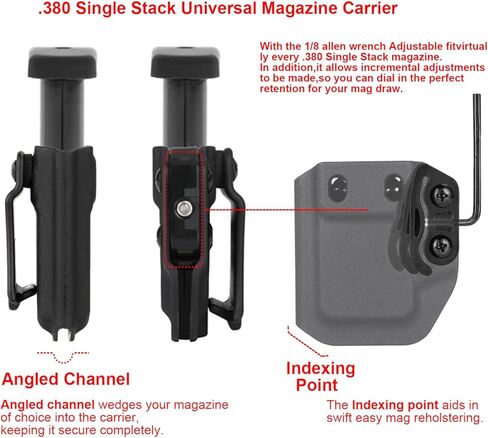 Ruger LCP II 380 IWB الحافظة لليد اليمنى تناسب حافظة المسدس Ruger LCP II 380 و Universal 380 ACP Single Stack Mag Carrier IWB/OWB حافظات المجلات المخفية in Saudi Arabia