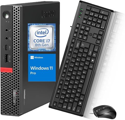 كمبيوتر مكتبي صغير Lenovo ThinkCentre M920Q، Intel الجيل الثامن Core i7-8700T يصل إلى 4.0 جيجا هرتز، ذاكرة وصول عشوائي DDR4 سعة 32 جيجا بايت، SSD 1 تيرابايت، HDMI، DP، Wi-Fi، لوحة مفاتيح وماوس، Windows 11 Pro (متجدد) in Saudi Arabia