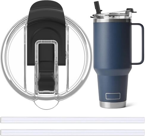 Jmoe USA 42oz، 35oz، 30oz، 26oz غطاء بديل من القش لـ Yeti Rambler بمقبض | يناسب تقليل الأكواب بوزن 40oz | تناسب قارورة هيدروفولسك ترافيلير بوزن 32 أونصة و40 أونصة | ملحق مانع للتسرب 2 في 1 (عبوة واحدة) in Saudi Arabia