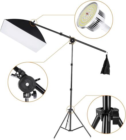 Bi-Color LED Photography Lighting Kit with Softboxes, Stands, and Backdrops in Kuwait