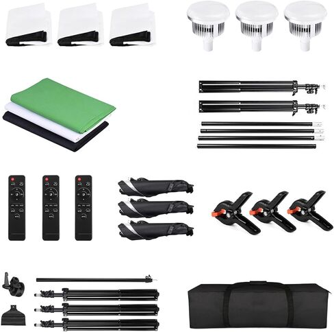 Bi-Color LED Photography Lighting Kit with Softboxes, Stands, and Backdrops in Kuwait