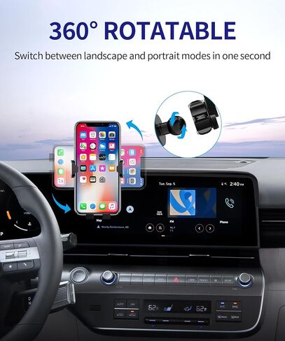 حامل هاتف السيارة لـ 2024-2025 Hyundai Kona/EV/Electric، دوران 360 درجة، مشبك ثابت للشاشة 10.25 بوصة، دعامة ملاحة لملحقات السيارات، ديكور داخلي للهاتف المحمول in Kuwait