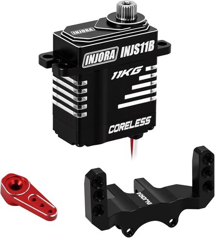 INJORA Coreless High Torque Micro Servo with Mount and Servo Horn for SCX24 C10 JLU Bronco Axial 1/24 RC Crawler Car Upgrade Parts (Black) in Saudi Arabia