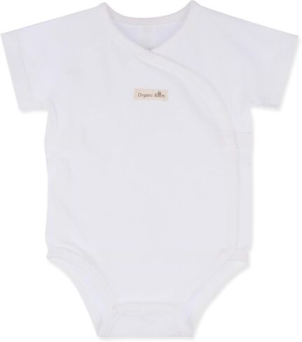 100% Certified Organic Cotton Newborn Baby Side Snap Kimono Breathable Comfortable Onesie Bodysuit Summer Heat Rash Eczema in Saudi Arabia