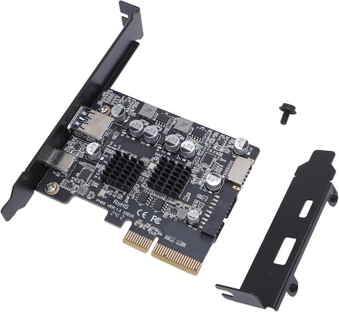 Yinhing Pcie إلى USB 3.2 بطاقة توسيع 10 جيجابت في الثانية Pcie 3.0 إلى USB .2 محول مع منفذ خلفي ومنفذ أمامي من النوع C متوافق مع النوع E 19Pin و20Pin لنقل البيانات بسرعة عالية in Kuwait