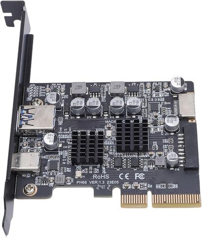 Yinhing Pcie إلى USB 3.2 بطاقة توسيع 10 جيجابت في الثانية Pcie 3.0 إلى USB .2 محول مع منفذ خلفي ومنفذ أمامي من النوع C متوافق مع النوع E 19Pin و20Pin لنقل البيانات بسرعة عالية in Kuwait