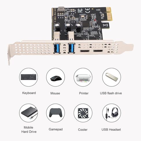 بطاقة توسيع Fabater PCIe إلى USB 3.0، ومنفذين من النوع C ومنفذين USB 3.0 لنقل البيانات بسرعة 5 جيجابت في الثانية، مع شريحة D720201، لأجهزة الكمبيوتر المكتبية OS X، التوصيل والتشغيل in Kuwait
