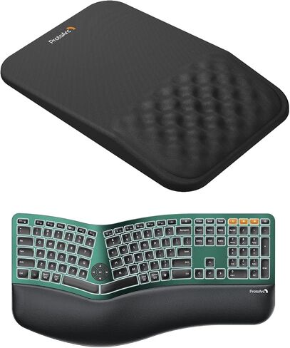 ProtoArc EK01 Plus Backlit Bluetooth Ergonomic Keyboard Green with MP50 Ergonomic Mouse Pad with Wrist Rest Black in Kuwait