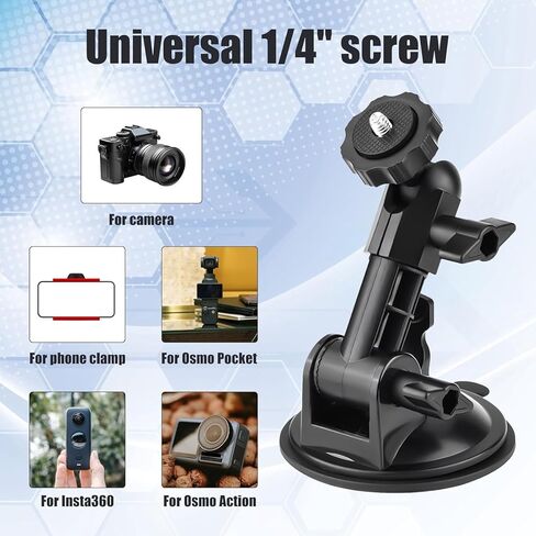 Suction Cup for Osmo Pocket 3 Car Mount, Windshield Window Dash Holder Kit with Universal 1/4" Screw Suitable for Osmo Pocket3 Osmo Action Insta360 Mobile Phone Holder Camera in Saudi Arabia