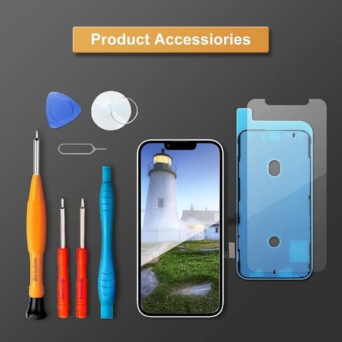 بديل شاشة LL TRADER لهاتف iPhone 13 مقاس 6.1 بوصة شاشة LCD Retina FHD محول رقمي لشاشة تعمل باللمس مع مجموعة أدوات إصلاح، وشريط مقاوم للماء، وواقي شاشة (قابل للبرمجة Truetone) 2025 جديد in Kuwait