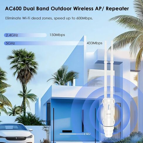 موسع واي فاي خارجي WAVLINK AC600 مع صندوق حماية POE in Saudi Arabia