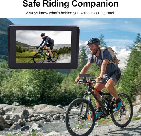 Rear View Camera Recorder, 1080P Handlebar Bike Camera with 5in HD Monitor, 110 Angle View, Night Vision, Backup Front Viewing Cam for Mountains Ebikes Road Bike in Saudi Arabia