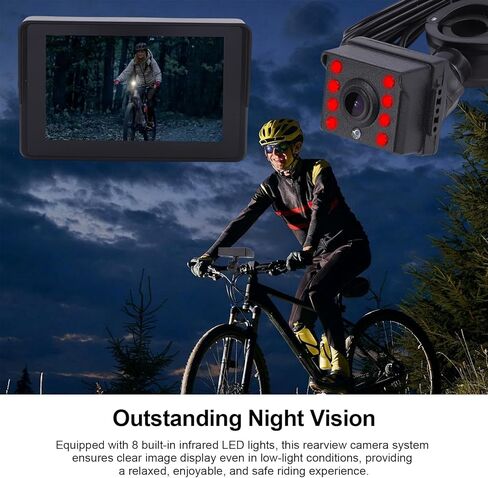 Rear View Camera Recorder, 1080P Handlebar Bike Camera with 5in HD Monitor, 110 Angle View, Night Vision, Backup Front Viewing Cam for Mountains Ebikes Road Bike in Saudi Arabia