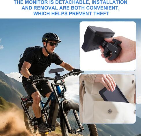 Rear View Camera Recorder, 1080P Handlebar Bike Camera with 5in HD Monitor, 110 Angle View, Night Vision, Backup Front Viewing Cam for Mountains Ebikes Road Bike in Saudi Arabia