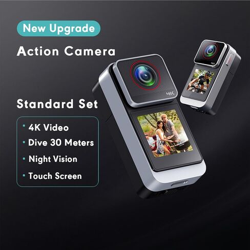 Diyeeni Action Camera 4K30fps with 32G SD Card, HD Water Proof EIS 98.4ft Underwater Cameras 20MP WiFi Camera 140 Remote Control Sports Cameras with Various Accessories in Saudi Arabia