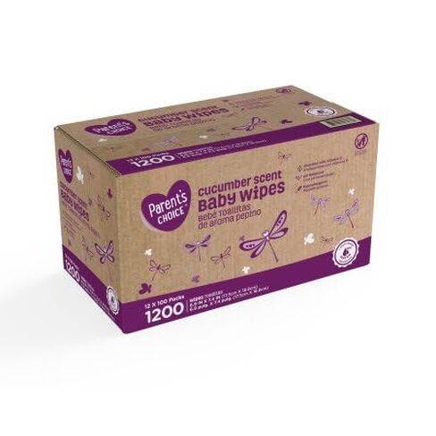 Parents Choice Baby Wipes, 12 packs of 100 (1200 count) (Cucumber Scent) in Saudi Arabia