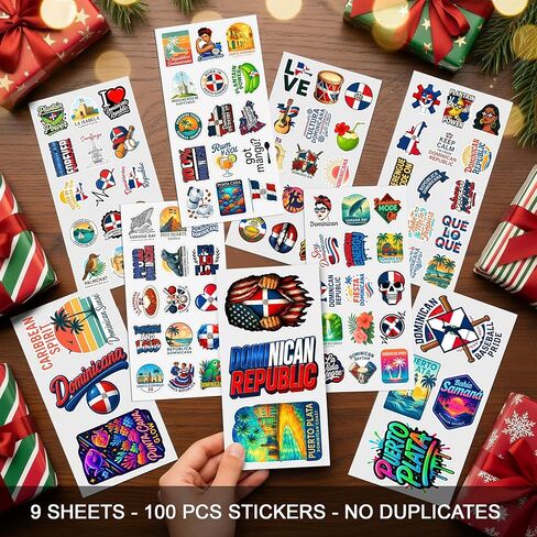 100 PCS Dominican Republic Stickers Pack, Caribbean Travel Vinyl Waterproof Decals of Punta Cana Puerto Plata Samaná Santo Domingo Culture Food Flag Beach Art for Laptop Water Bottle Scrapbook in Saudi Arabia