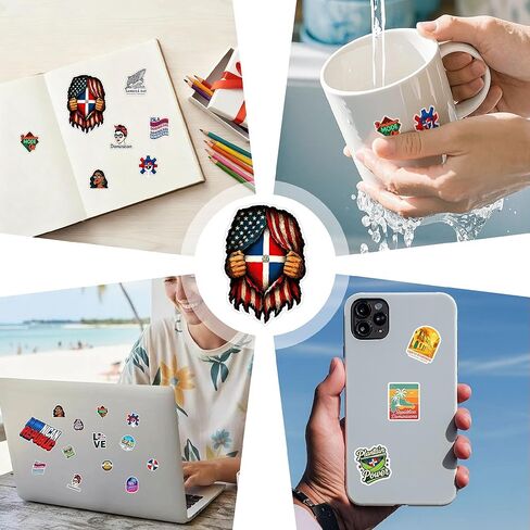 100 PCS Dominican Republic Stickers Pack, Caribbean Travel Vinyl Waterproof Decals of Punta Cana Puerto Plata Samaná Santo Domingo Culture Food Flag Beach Art for Laptop Water Bottle Scrapbook in Saudi Arabia
