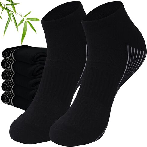 Sunew Bamboo Socks, Unisex Cushioned Comfortable Wicking Moisture Ankle Workout Hiking Socks 6 Pairs in Kuwait