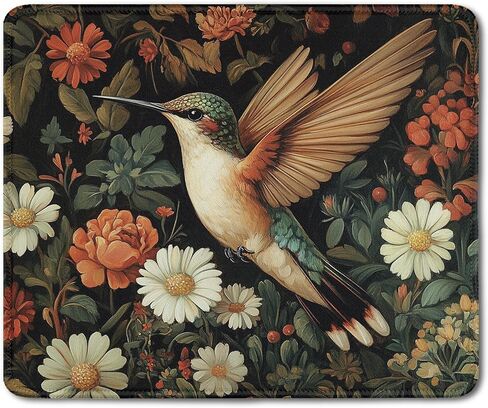 Moody Floral Hummingbird Mouse Pad, Bird Lovers Gifts, Dark Cottagecore Botanical Humming Bird Mouse Pads Mousepad for Home Office Dorm Computers Laptop Supplies Desk Accessories, 9.5x7.9 Inch in Saudi Arabia