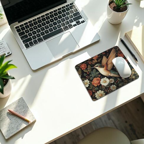 Moody Floral Hummingbird Mouse Pad, Bird Lovers Gifts, Dark Cottagecore Botanical Humming Bird Mouse Pads Mousepad for Home Office Dorm Computers Laptop Supplies Desk Accessories, 9.5x7.9 Inch in Saudi Arabia