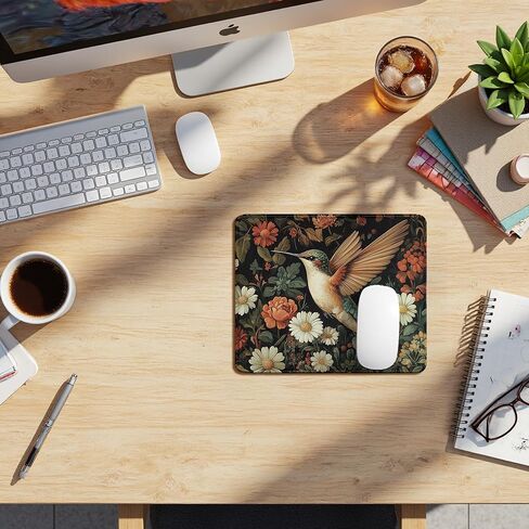 Moody Floral Hummingbird Mouse Pad, Bird Lovers Gifts, Dark Cottagecore Botanical Humming Bird Mouse Pads Mousepad for Home Office Dorm Computers Laptop Supplies Desk Accessories, 9.5x7.9 Inch in Saudi Arabia